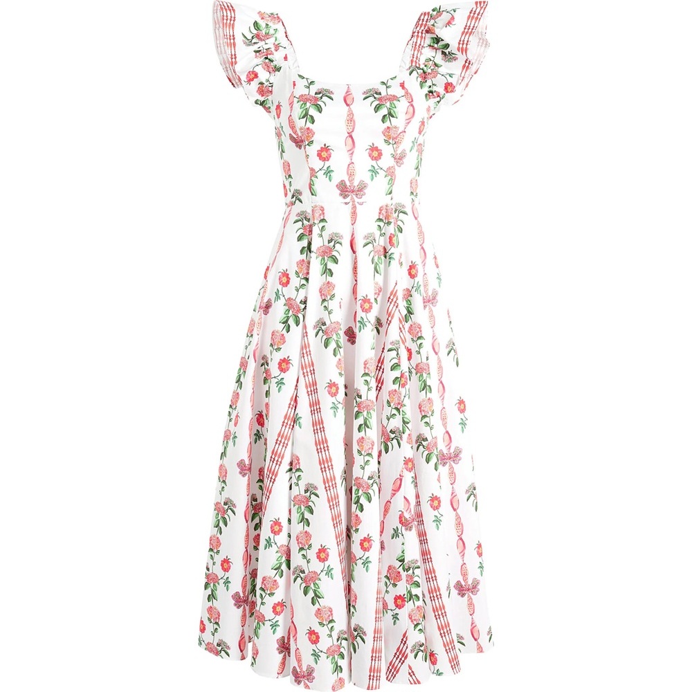 Hill House The Daphne Dress in Red Shell Vine Stripe